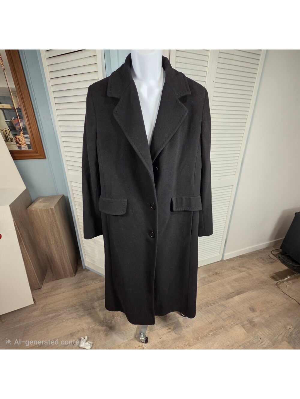 Forecaster of Boston Women's Size 10 Wool Cashmere Long Black Coat